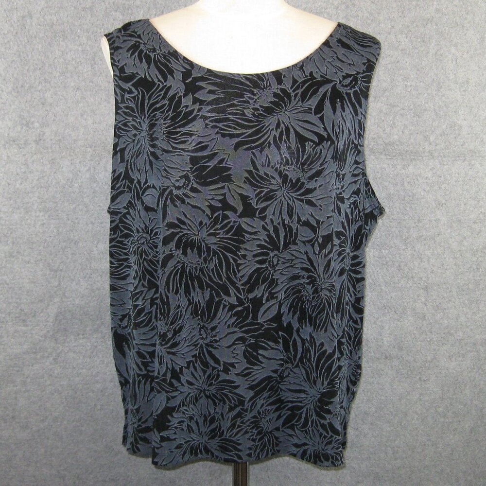 Citiknits Sleeveless Top 1X Black Floral